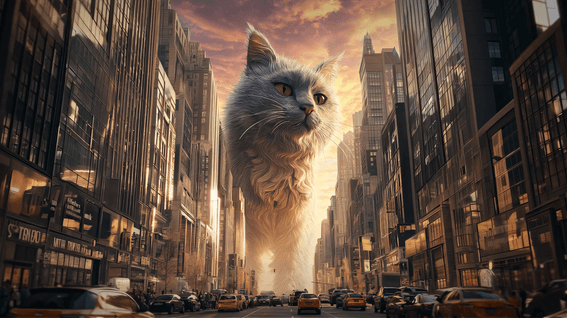 드롭샷매치 포트폴리오 - 자체제작ㅣAI 영상ㅣ미디어아트 City Giant Cat