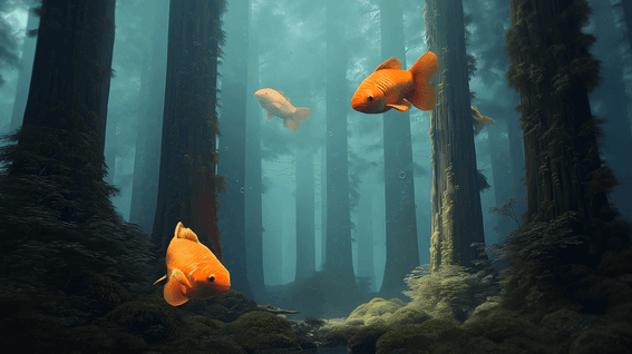 드롭샷매치 포트폴리오 - 자체제작ㅣAI 영상ㅣ미디어아트 숲의 수족관