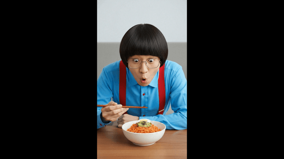 드롭샷매치 포트폴리오 - 푸드(라면) 제품 AI 광고 영상