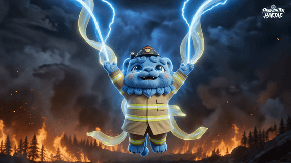 드롭샷매치 포트폴리오 - [소방 공익 AI 애니메이션] FIREFIGHTER 해태 2편 - 산불 화재진압