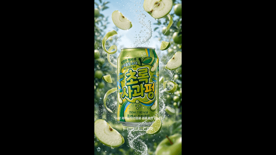 드롭샷매치 포트폴리오 - 초록사과펑(가상 제품) | AI 숏폼 광고