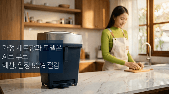 드롭샷매치 포트폴리오 - [AI 3D 생활용품-가전 홍보영상] 가정 배경·모델 무료 제작, 제품 기술 정밀한 3D 직접 제작