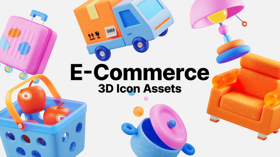드롭샷매치 포트폴리오 - Animated 3D Shopping Icons
